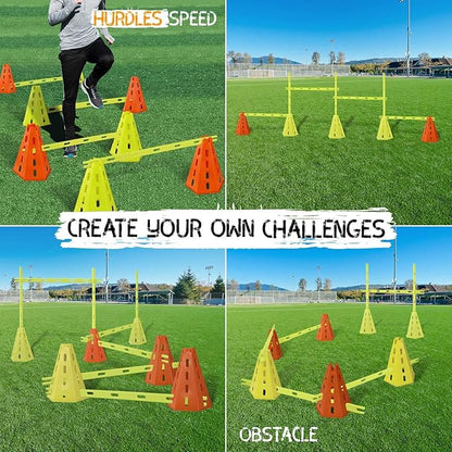 Yes4All Speed and Agility Training Equipment Set - Hurdles and Cones for Athletes in Soccer, Basketball, Football