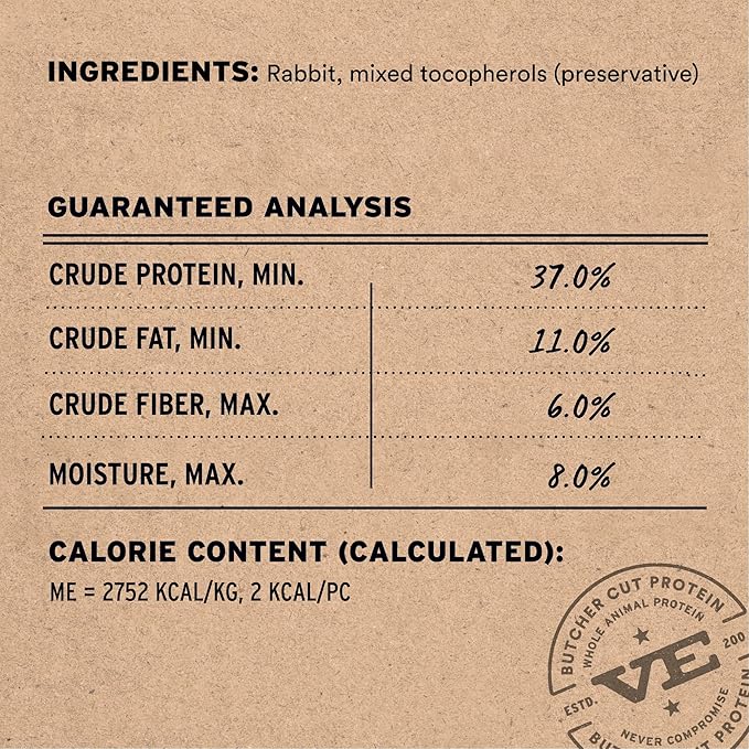 Vital Essentials Rabbit Bites Dog Treats, 2 oz | Freeze-Dried Raw | Single Protein | Premium Quality High Protein Training Treats | Grain Free, Gluten Free, Filler Free