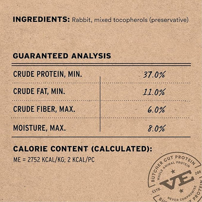 Vital Essentials Rabbit Bites Dog Treats, 2 oz | Freeze-Dried Raw | Single Protein | Premium Quality High Protein Training Treats | Grain Free, Gluten Free, Filler Free