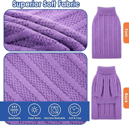 Queenmore XSmall Dog Sweater,Small Sweater for Dog,Soft Knitted Pet Sweater Christmas Clothing,Turtleneck Pullover Puppy Sweaters for Dogs Girls Boys,Cozy Pet Knitwear for Teacup,Chihuahua(Purple,XS)
