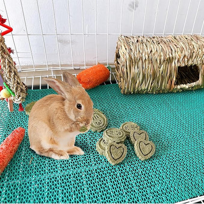 Hamiledyi 36PCS Bunny Chew Toys for Teeth Grinding Natural Timothy Hay Grass Cakes for Rabbits Guinea Pigs Chinchillas Gerbils Hamsters Improves Dental Health