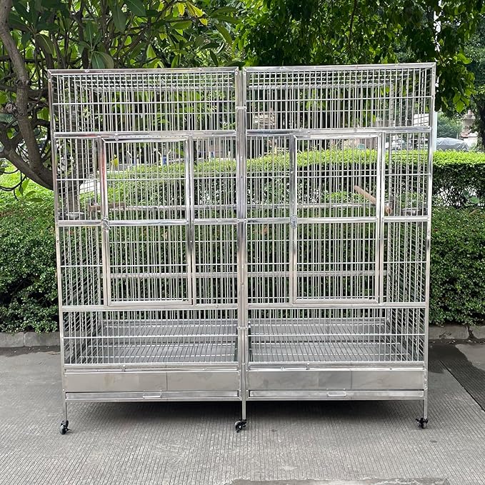 BMWPET SUS201 Stainless Steel Dome Top Style Bird Cage Parrot Cage 80"X40"X78"