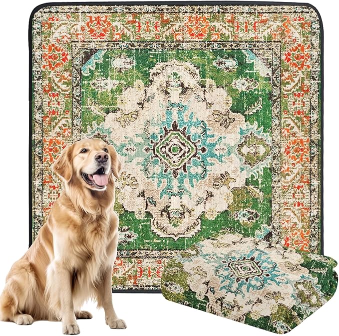 Non-Slip Dog Washable Pee Pad Extra Large 72" x 72", Boho Rusable Pee Pad for Dogs, Pet Training Pad for Playpen Mat, Waterproof Dog Pad Washable for Puppy Playpen, Whelping Pad, Dog Playpen Indoor