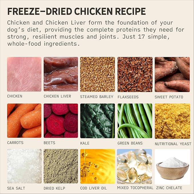 Tally's Ranch Freeze-Dried Raw Chicken Dog Food – 2lb Bag – High-Protein, Vet-Formulated, All-Natural, Complete & Balanced – Made in USA – Whole Food Ingredients