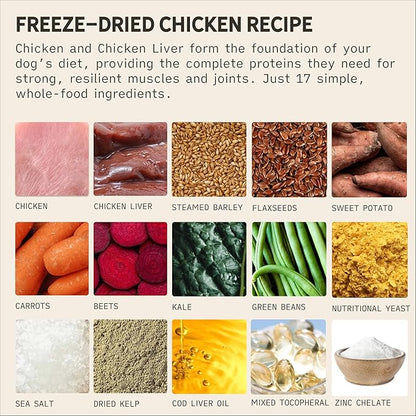 Tally's Ranch Freeze-Dried Raw Chicken Dog Food – 2lb Bag – High-Protein, Vet-Formulated, All-Natural, Complete & Balanced – Made in USA – Whole Food Ingredients