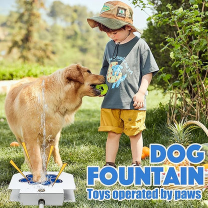 BACOENG Dog Water Fountain Step On, Outdoor Pet Sprinkler for Dogs, Paw Activated Drinking Water Toy, Upgrade Copper Valve Set, Blue