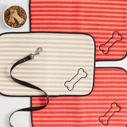 Bone Dry Machine Washable, Ultra Absorbent Pet Mat, 12x18", Red Stripe