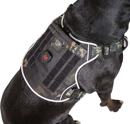 Ragnarok Multicam Black Tactical Dog Harness with LED Light, Durable Luxury Vets, MOLLE Panels, Service Dog Vest Small, Medium, XL, XXL Dogs