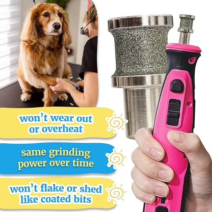 Diamondg Dog Nail Grinder Bit, 1 Pack - Compatible with Dremel, Diamond Bit for Pet Nails with 60 Grit Body & 120 Grit Polishing Bowl - Ideal for Large Dogs Over 30lbs., Enhanced Big Casey