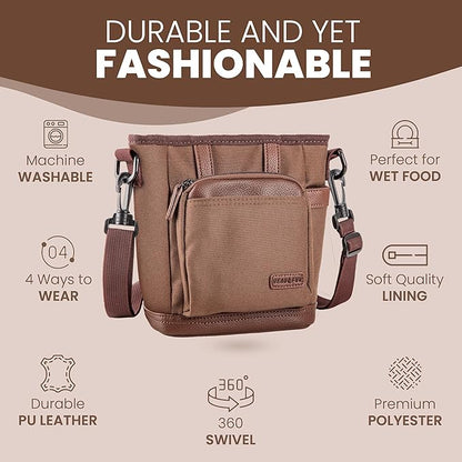 BEAU&FUR Large Dog Treat Pouch with Clicker for Training – 4 Cup Capacity, Built-In Poop Bag Dispenser, Expandable Pocket, Metal Buckle, Large Back Pocket, Ideal for Walks and Training – Dark Brown