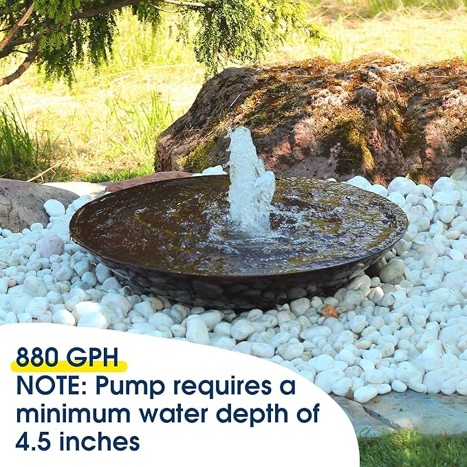 NFESOLAR Submersible Water Pump 880GPH, 60W Ultra Quiet Fountain Pump with Dry Burning Protection 9ft High Lift for Fish Pond, Fountains, Waterfall, Hydroponics, Aquariums KF206