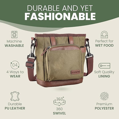 BEAU&FUR Large Dog Treat Pouch with Clicker for Training – 4 Cup Capacity, Built-In Poop Bag Dispenser, Expandable Pocket, Metal Buckle, Large Back Pocket, Ideal Design for Walks and Training – Green