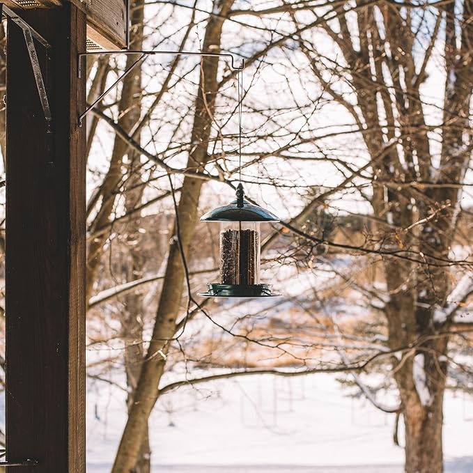 Metal Bird Feeder for Outside Hanging,Wild Bird Feeders for Cardinal, Large Roof and Tray - 6 Port