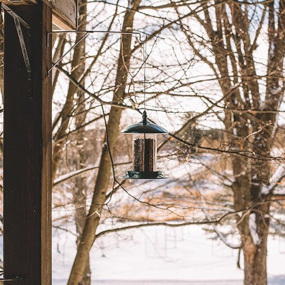 Metal Bird Feeder for Outside Hanging,Wild Bird Feeders for Cardinal, Large Roof and Tray - 6 Port