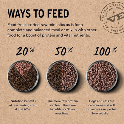 Vital Essentials Freeze-Dried Raw Beef Crunchy Mini Nibs | Complete Meal or Mixer Dog Food | 3 lbs Big Bag