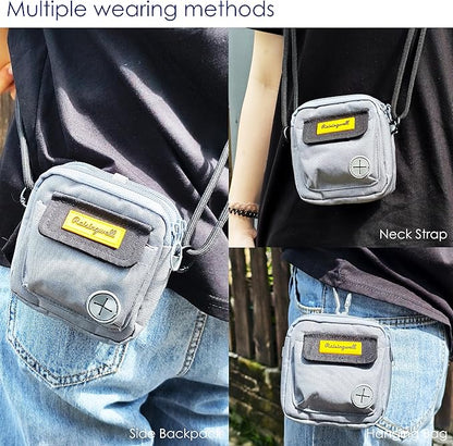 Dog Treat Pouch for Pet Walking and Training with Clicker Poop Bags and Three Bags Design Small Fanny Zipper Pack Holder for Puppy Snack Dispenser Kit for Leash and Outdoor Use (Gray)