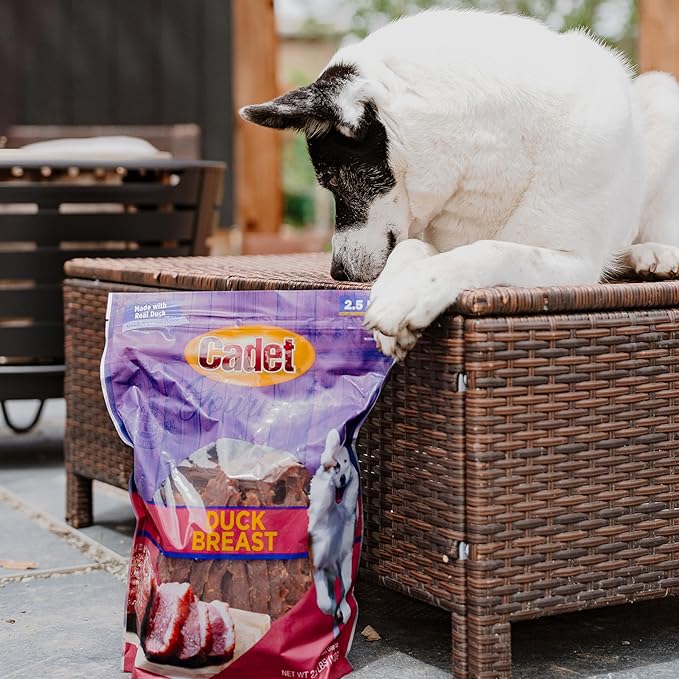 Cadet Gourmet Duck Breast Jerky Dog Treats, Healthy, Long-Lasting High-Protein Training Treats for Small & Large Dogs, 28 oz.