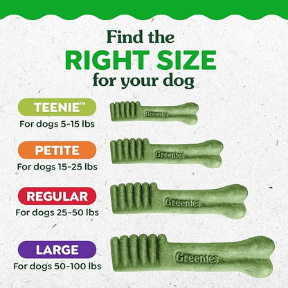 Greenies Veterinarian-Recommended Adult Natural Dental Dog Treats Regular Size, Original Flavor, (4) 18 ct Packs (72 Treats Total)