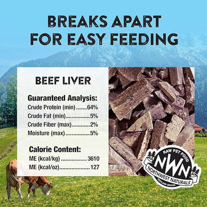 Northwest Naturals Raw Rewards Freeze-Dried Beef Liver Treats for Dogs and Cats - Bite-Sized Pieces - Healthy, 1 Ingredient, Human Grade Pet Food, All Natural, Proudly Made in USA, 3 Oz (Pack of 3)