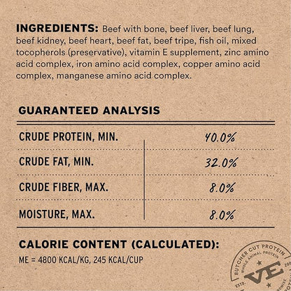 Vital Essentials Freeze-Dried Raw Beef Crunchy Mini Nibs | Complete Meal or Mixer Dog Food | 14 oz