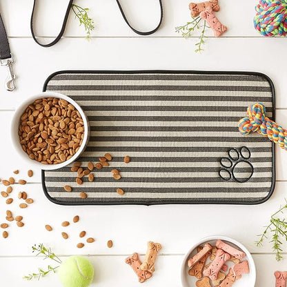 Bone Dry Machine Washable, Ultra Absorbent Pet Mat, 10x18, Brown Stripe