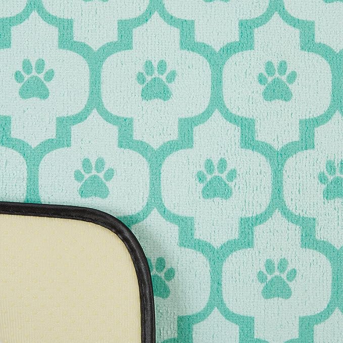 Bone Dry Machine Washable, Ultra Absorbent Pet Mat, 12x18, Green Lattice