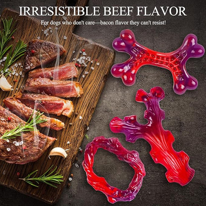 Frienhund 3 Pack Indestructible Dog Chew Bones for Aggressive Chewers - Heavy Duty Long Lasting Chew Toys for Large Dogs, Nylon Teeth Cleaning Toys