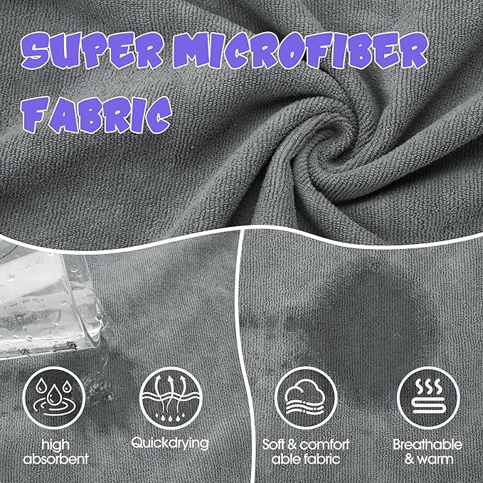 Super Absorbent Dog Bathrobe, Microfiber Bath Robe Towel for Fast Drying, Cozy Fit, Adjustable Belly Strap, Unique Dinosaur Design Dog Drying Coat for Bath, Rainy Walks & Cold Weather