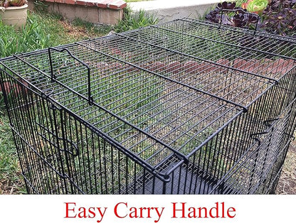 3-Level Foldable Ferret Chinchilla Sugar Glider Rats Animal Chewproof Metal Carrier Travel Cage Tight 3/8 Inch Wire Spacing Prevent Escape with Cross Shelves and Ladders Easy Clean Pull Out Tray