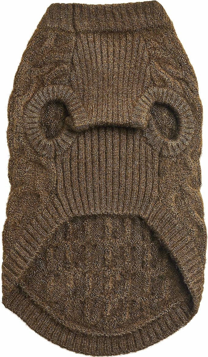 Blueberry Pet Classic Fuzzy Textured Knit Pullover Dog Sweater, Dark Olive, Small Pet Clothes, Fleece Dog Sweater, Pet Clothing, 12" Back Length