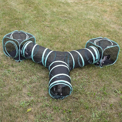 Kitty City Outdoor Catio Furniture and Play Kits for Cats, Three Way Tunnel