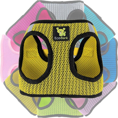 EcoBark Step in Dog Harness - Eco-Friendly Dog Harnesses for for Small & Medium Breed Dogs - Reflective and Adjustable Chest Body Halter Vest -Soft Luxurious Mesh (Yellow Sport, XL)