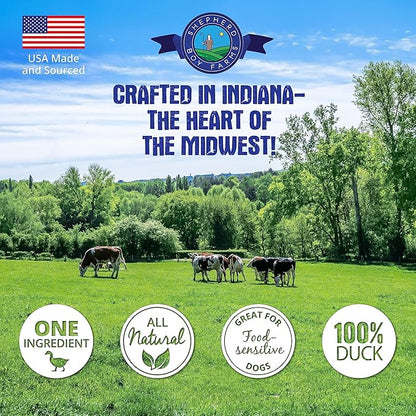 Shepherd Boy Farms Freeze Dried Dog and Cat Treats, Duck Heart, All Natural Freeze-Dried Dog Treat & Snack, Made in USA, High in Protein, Essential Nutrition of Raw Food, Single Ingredient 3oz